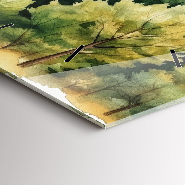 Wanduhr modern quadratisch Landschaftlicher Wald