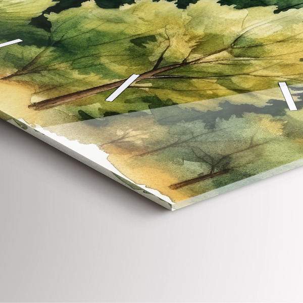 Wanduhr modern quadratisch Landschaftlicher Wald
