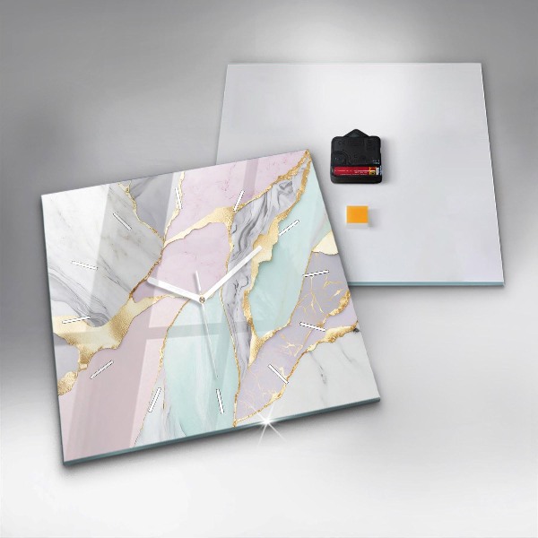 Wanduhr quadratisch Marmor-Muster