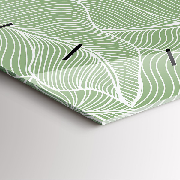 Wanduhr modern quadratisch Natur Blattmuster