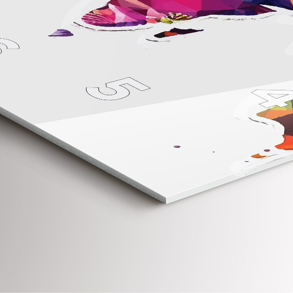 Wanduhr modern quadratisch Weltkarte Dreiecke