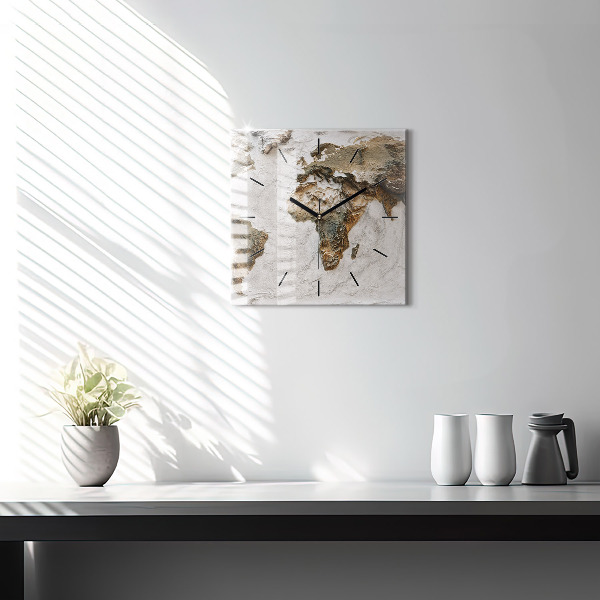 Wanduhr quadratisch mit motiv Alte Weltkarte