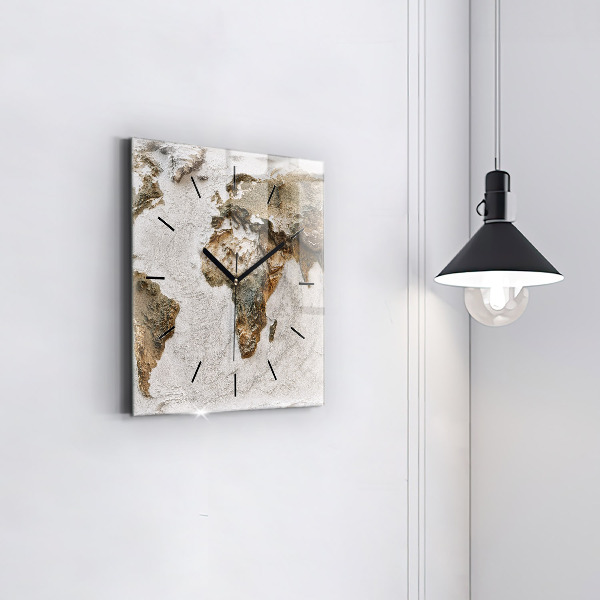 Wanduhr quadratisch mit motiv Alte Weltkarte