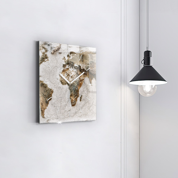 Wanduhr quadratisch mit motiv Alte Weltkarte