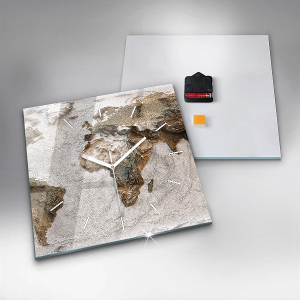 Wanduhr quadratisch mit motiv Alte Weltkarte