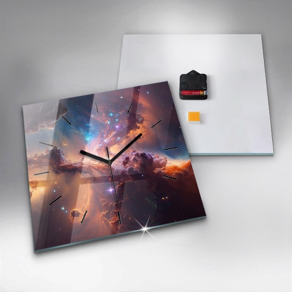 Wanduhr quadratisch Kosmische Welt der Sterne