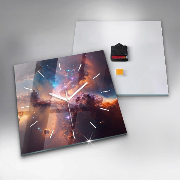 Wanduhr quadratisch Kosmische Welt der Sterne