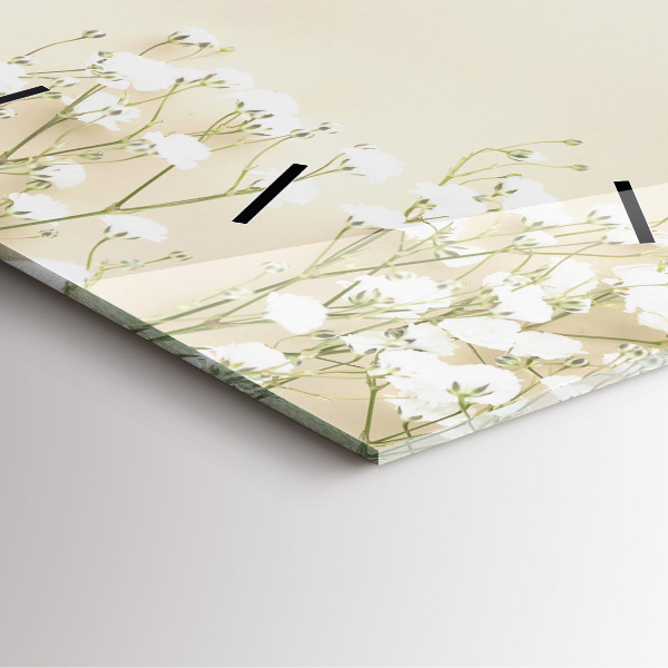 Wanduhr modern quadratisch Blühende Blumen