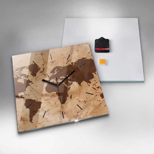 Wanduhr quadratisch mit motiv Alte Weltkarte