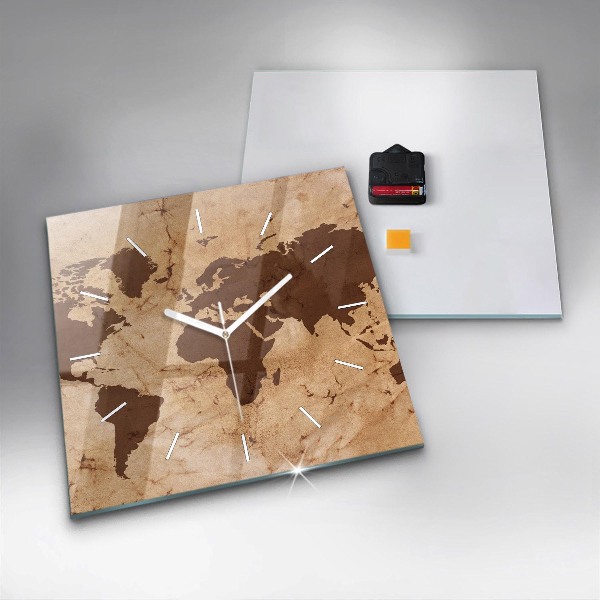 Wanduhr quadratisch mit motiv Alte Weltkarte