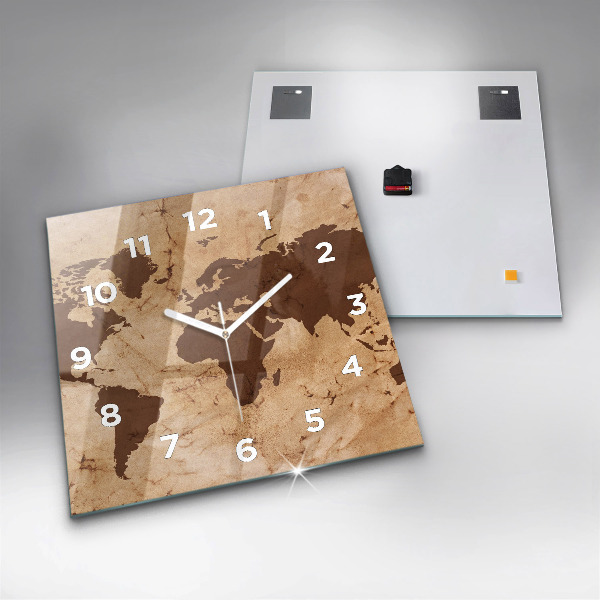 Wanduhr quadratisch mit motiv Alte Weltkarte