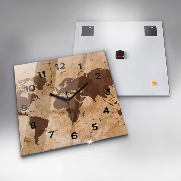 Wanduhr quadratisch mit motiv Alte Weltkarte