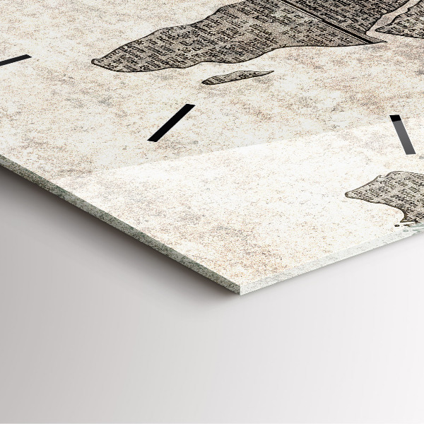 Wanduhr quadratisch Weltkarte Zeitung