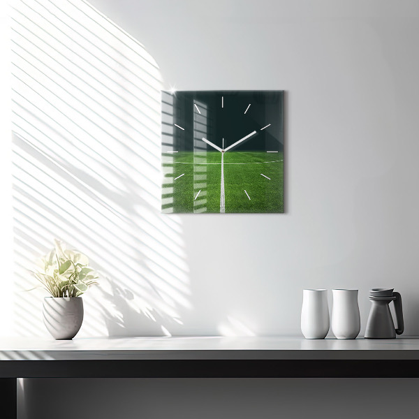 Wanduhr quadratisch mit motiv Fußballfeld