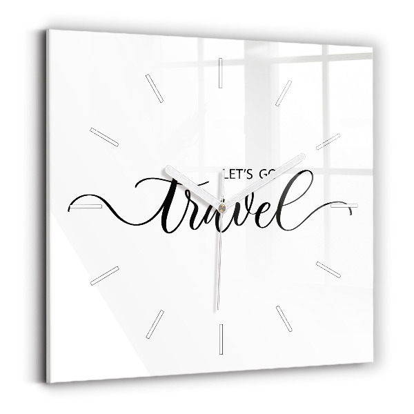 Wanduhr quadratisch mit motiv Reise-Inschrift