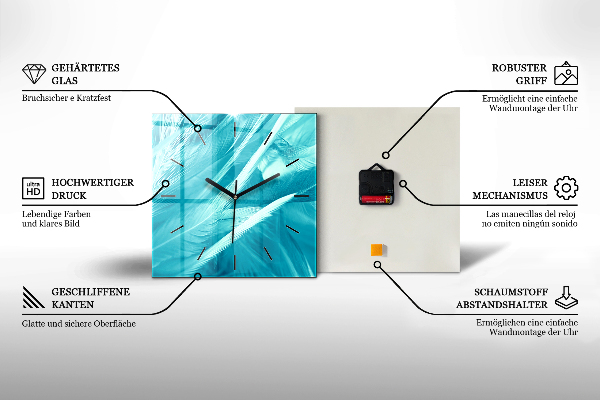 Wanduhr quadratisch mit motiv Reise-Inschrift