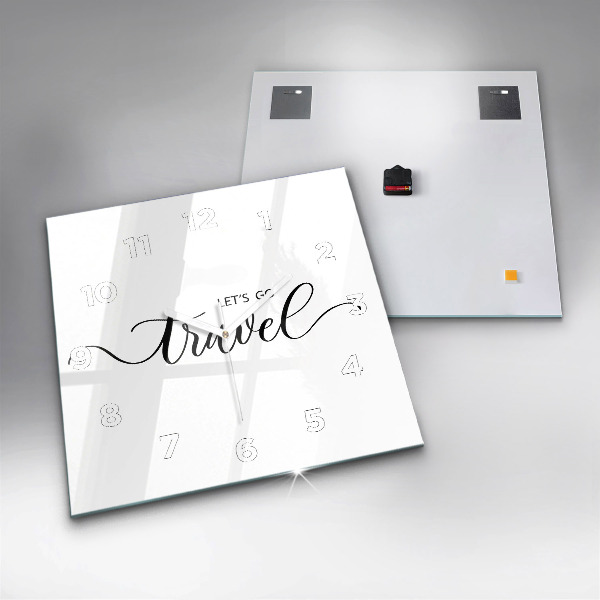 Wanduhr quadratisch mit motiv Reise-Inschrift