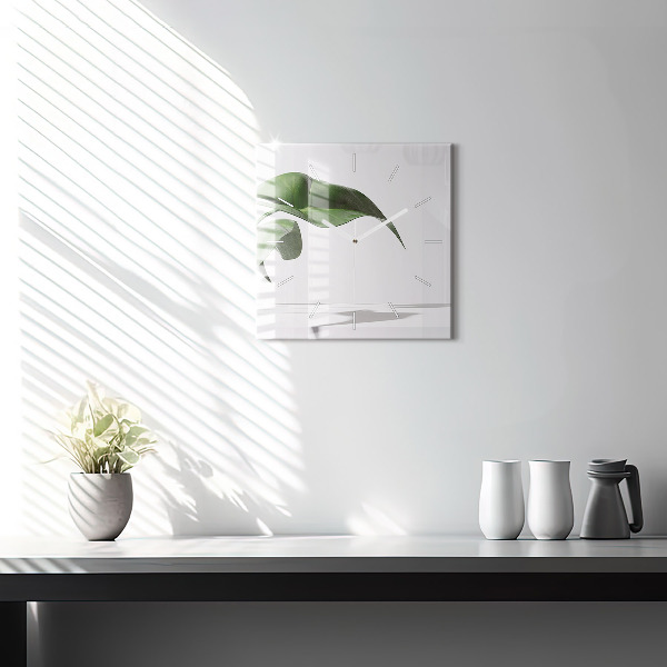 Wanduhr modern quadratisch Abstrakte Blätter