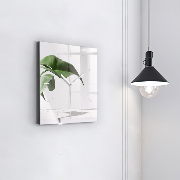 Wanduhr modern quadratisch Abstrakte Blätter