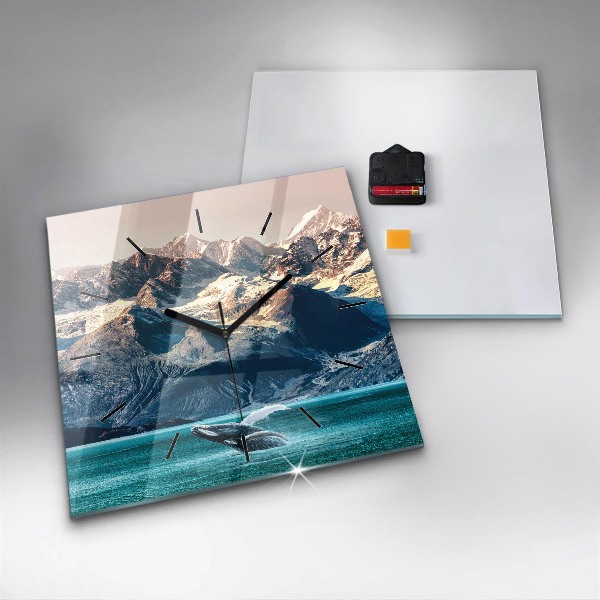 Wanduhr modern quadratisch Walfisch Wasser