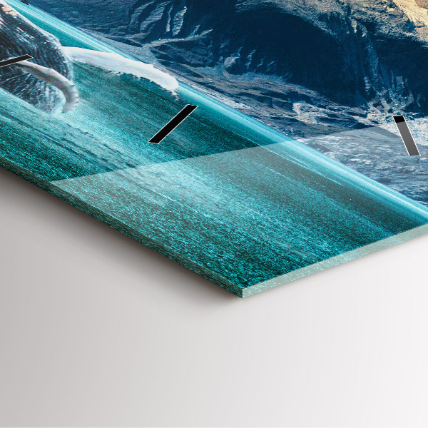 Wanduhr modern quadratisch Walfisch Wasser