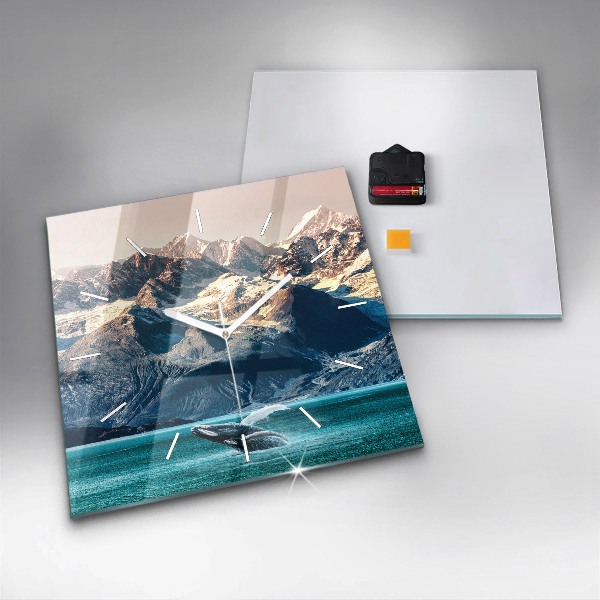 Wanduhr modern quadratisch Walfisch Wasser