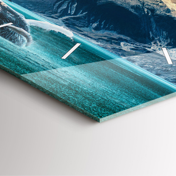 Wanduhr modern quadratisch Walfisch Wasser