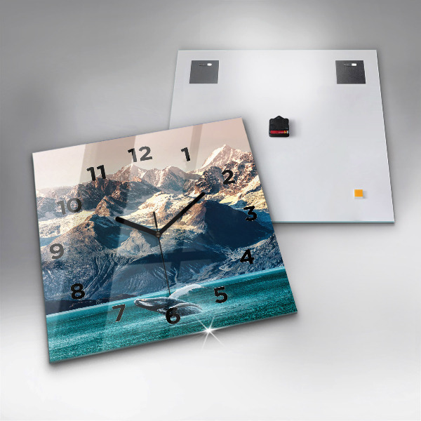 Wanduhr modern quadratisch Walfisch Wasser