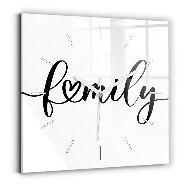 Wanduhr modern quadratisch Familieninschrift