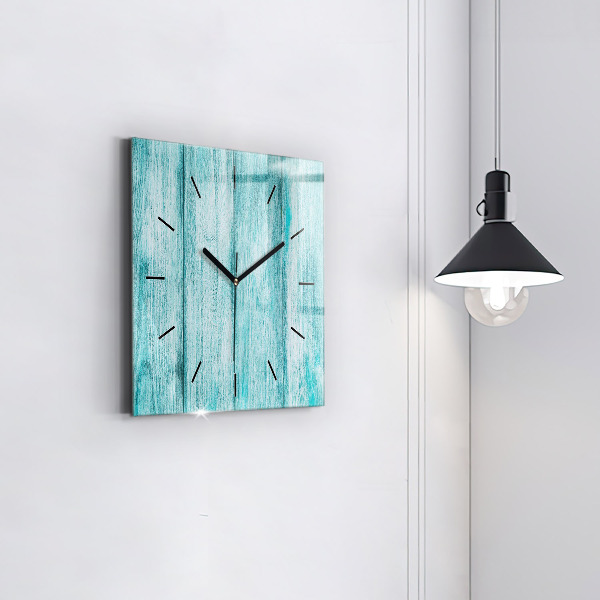 Wanduhr quadratisch Blaues altes Holz