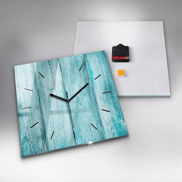 Wanduhr quadratisch Blaues altes Holz