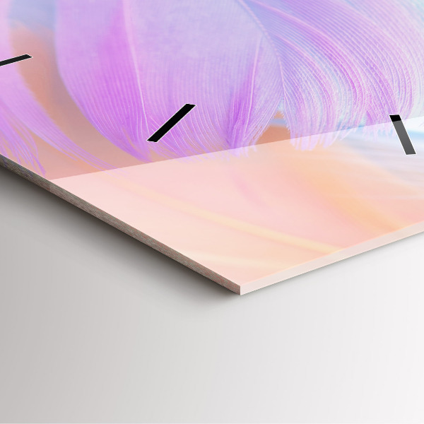 Wanduhr quadratisch Bunte Federn