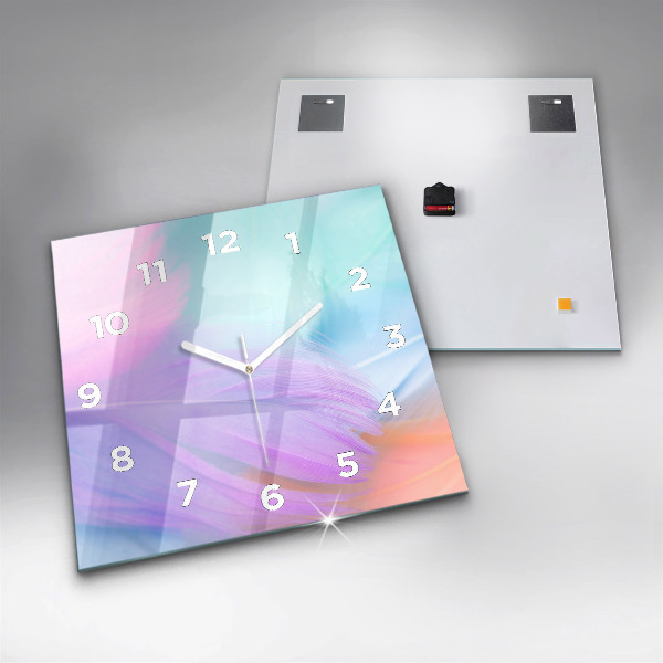 Wanduhr quadratisch Bunte Federn