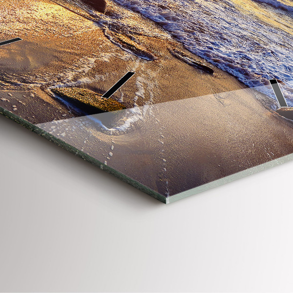 Wanduhr quadratisch mit motiv Sonnenuntergang am Strand