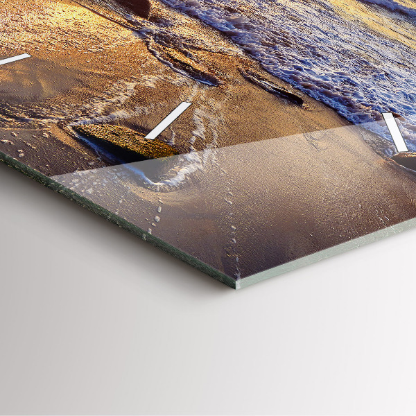 Wanduhr quadratisch mit motiv Sonnenuntergang am Strand