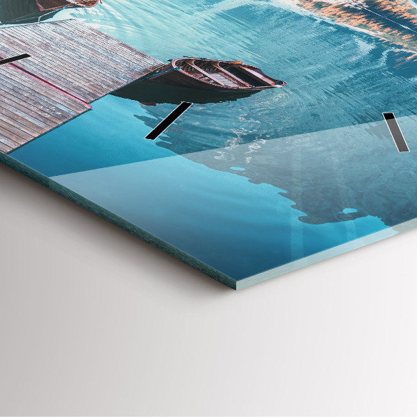 Wanduhr modern quadratisch Boote auf einem See