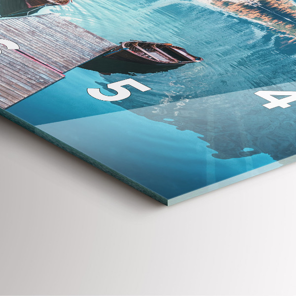 Wanduhr modern quadratisch Boote auf einem See