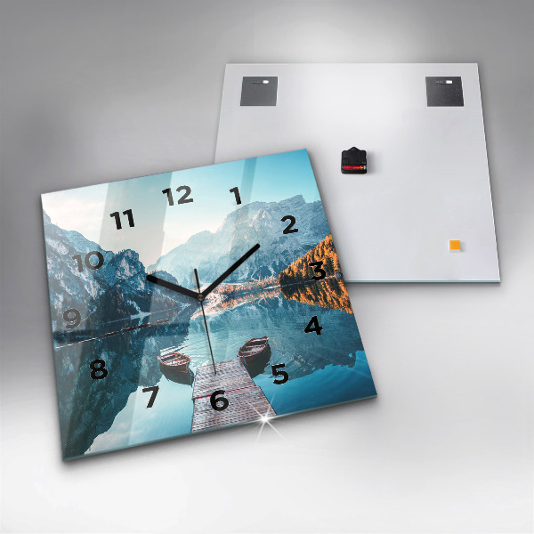 Wanduhr modern quadratisch Boote auf einem See