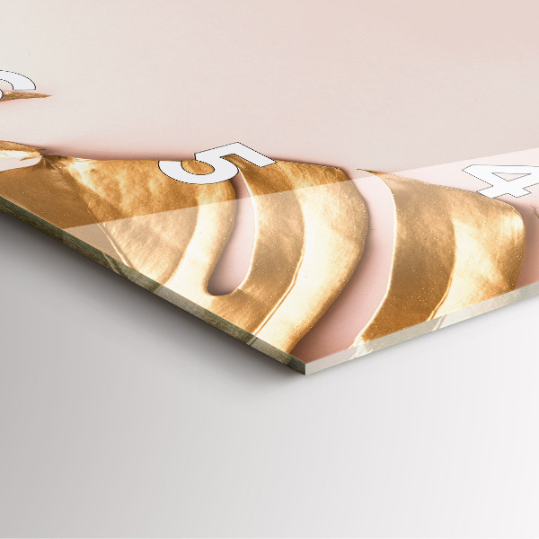 Wanduhr quadratisch Goldene tropische Blätter