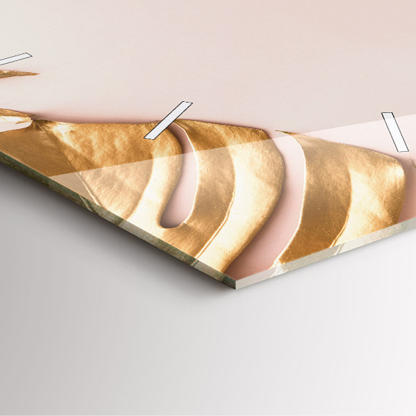 Wanduhr quadratisch Goldene tropische Blätter