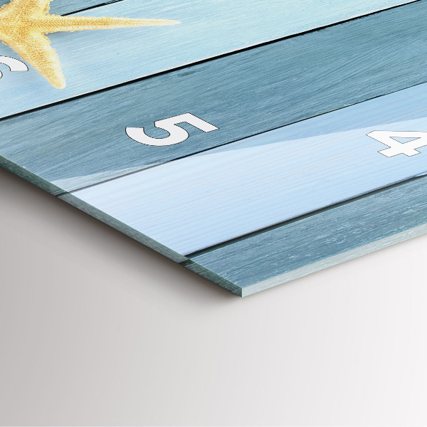 Wanduhr modern quadratisch Bohlenstreifen und Muschel