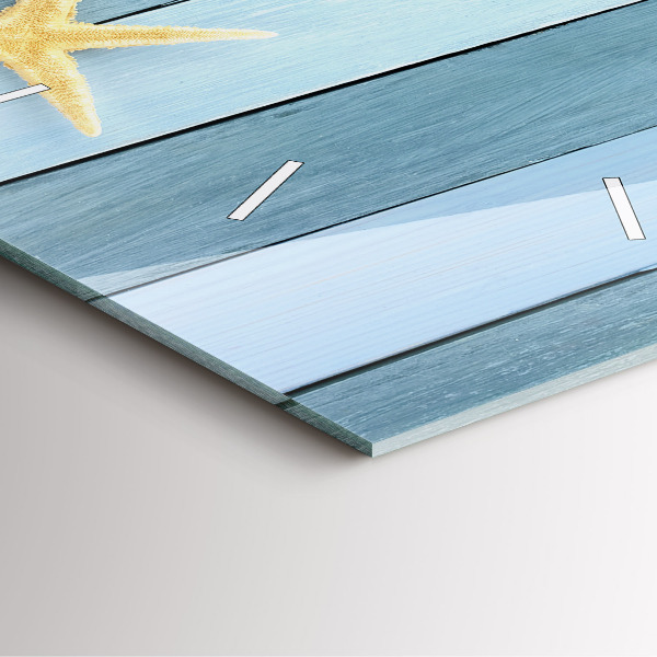 Wanduhr modern quadratisch Bohlenstreifen und Muschel