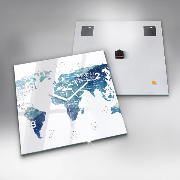 Wanduhr quadratisch Weltkarte