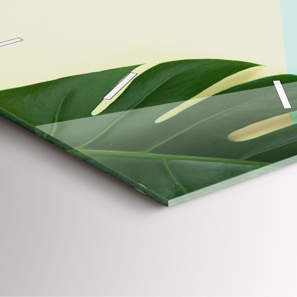 Wanduhr modern quadratisch Monstera-Blätter