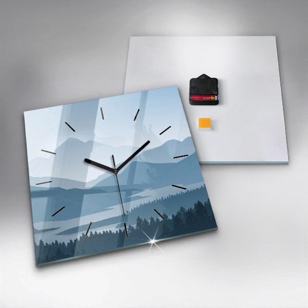 Wanduhr modern quadratisch Bergige Landschaft