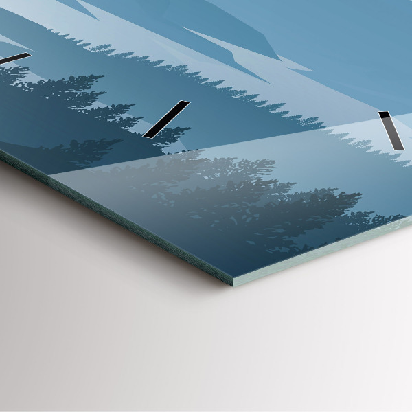 Wanduhr modern quadratisch Bergige Landschaft