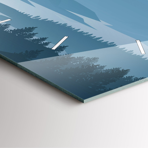 Wanduhr modern quadratisch Bergige Landschaft