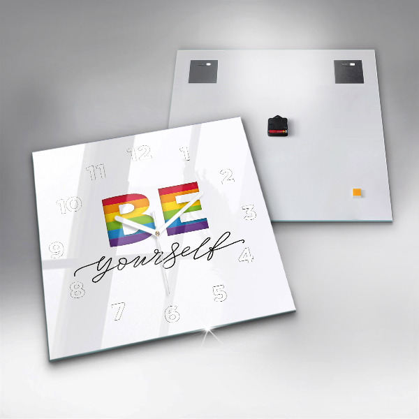 Wanduhr quadratisch Inschrift Sei du selbst