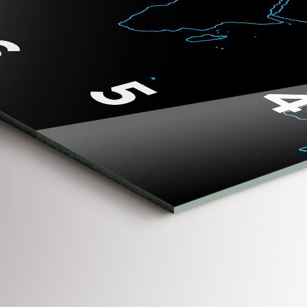 Wanduhr quadratisch Konturen einer Weltkarte