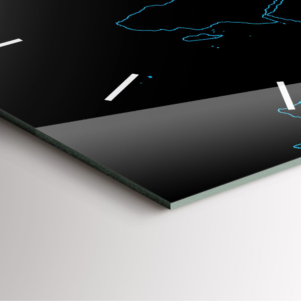 Wanduhr quadratisch Konturen einer Weltkarte